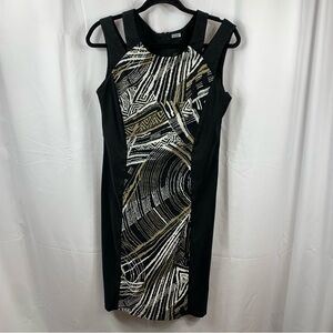Connected Apparel Women's Black Sleeveless Dress w/ Split Shoulder Size 10